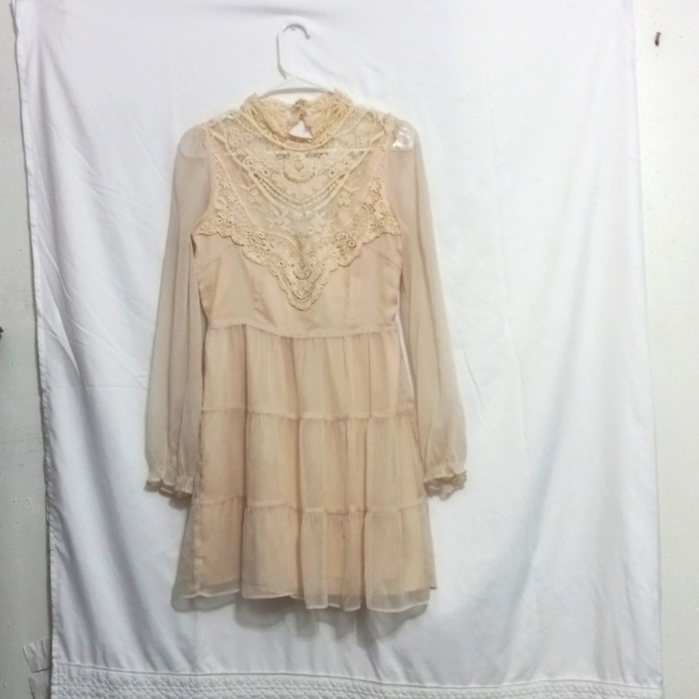 ARK & CO Chiffon high neck lace Dress.